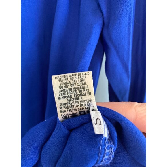 Cloth & Stone Women's Royal Blue Button-Up Blouse With Tie Neck Detail Size S - Picture 6 of 6